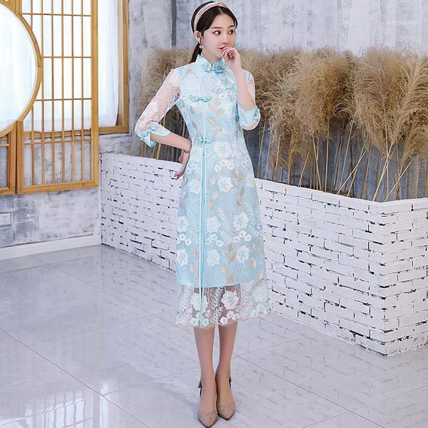 

big size 3xl 4xl summer cheongsam traditional chinese style women button qipao classic mandarin collar party dress vestidos1, Red