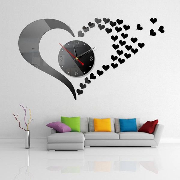 

высокое качество diy зеркальный эффект домашнее украшение стены наклейки brief стиль натюрморт кварц гостиная доступный часы настенные