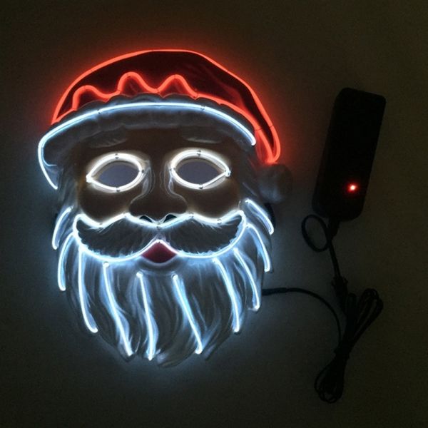 

christmas glow masks santa up claus light el wire glowing mask halloween festival carnival party cosplay costume supplies