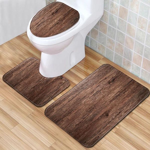 

3pcs/set printing bath mats bathroom absorbent non-slip toilet rugs set toilet mat for home decor doormat carpet bathroom set