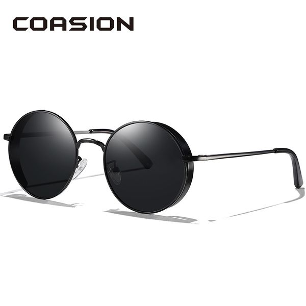 

coasion 2020 round steampunk sunglasses men women polarized metal frame retro punk sun glasses uv400 lentes de sol mujer ca1477, White;black