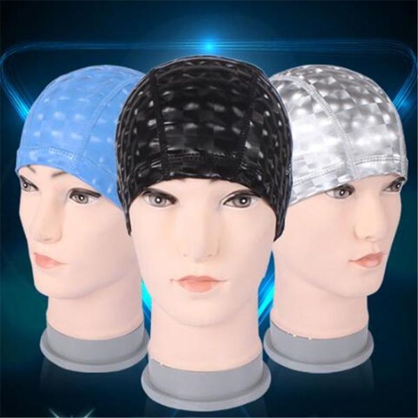 

20pcs women&men water cube grids swimming caps,ear long hair protect sports swim pool cap,teen boy&girl pu waterproof swim hat