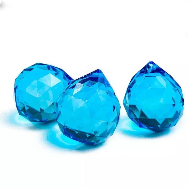 

1pc 30mm blue crystal ball sphere faceted gazing ball prisms suncatcher glass chandelier crystal accessories pendant home decor h jllzyd