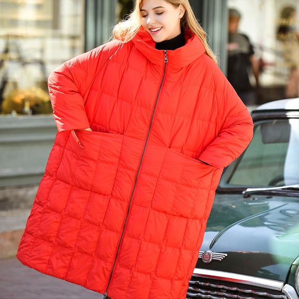 

женщины зима пуховик на 90% белого утка вниз пальто с капюшоном длинные женщины parkas дамы свободно заполненные перо снег, Black