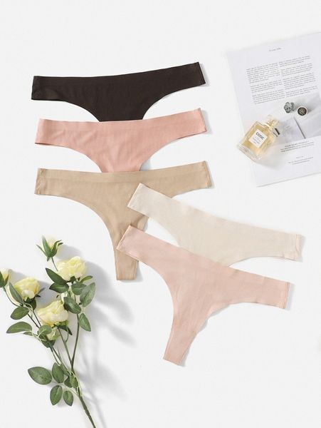 

5pack plus ribbed seamless panty set v8cb#, Black;white