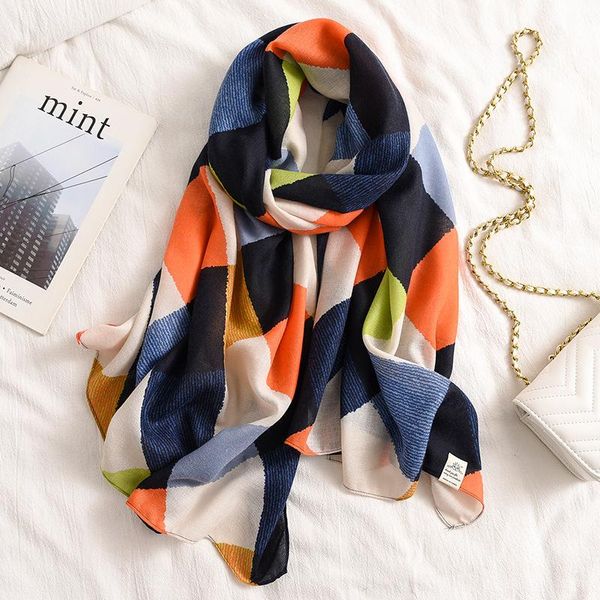 

2020 new fashion summer women cotton scarf plaid beach hijab shawls and wraps female foulard echarpe designer bandana, Blue;gray