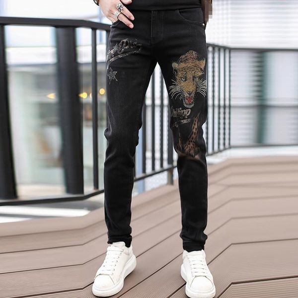 

men's jeans hk10210 fashion 2021 runway european design party style clothing, Blue
