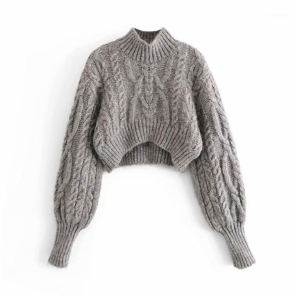

women's sweaters fall grey cropped argyle sweater women 2021 knitted short woman long sleeve turtleneck pullover asymmetric hem1, White;black