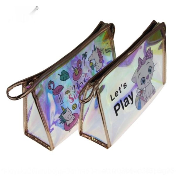

f9fi4 new laser color cattransparent pvc uv printing women's cosmetic hand cosmetic bag hand washing nq20z bag