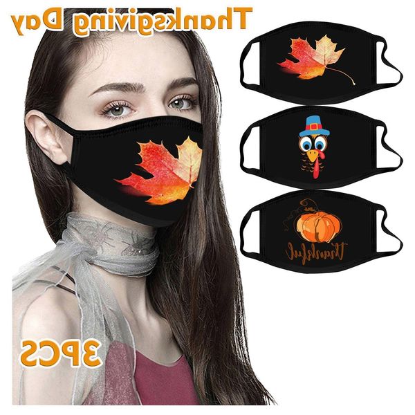 

mask 3d design protective 3pc face masks thanksgiving print mondkapjes washable reusable mascarillas mouth caps