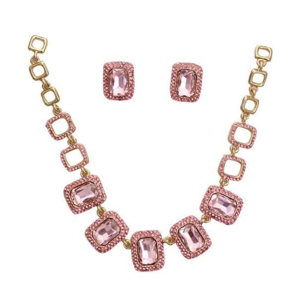 

vintage bridal jewellery sets for women dresses accessories cubic statement necklace earrings set gold color wedding jewelry, Silver