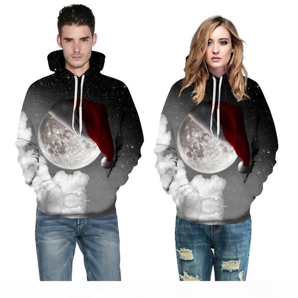 

harajuku santa claus 3d digital print streetwear sweatshirt breathable men women pullover hoodies plus size christmas sweater sd06, Black
