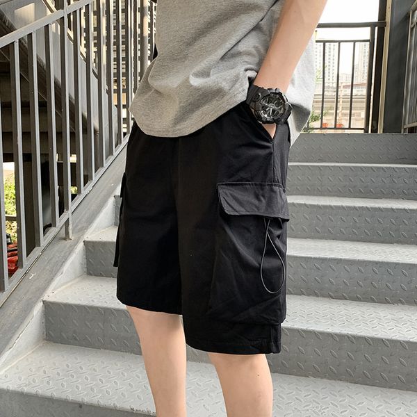 

ins net red korean summer pocket wide leg shorts men's versatile youth 5-point harlan casual pants, White;black