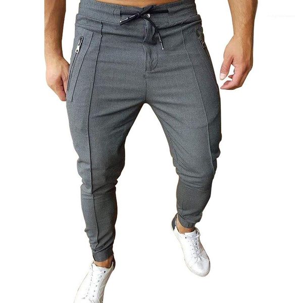 

карманные тонкие подходят для карандашных брюк мужские панели брюки мужчины сложенные спортивные брюки молния летают, Black