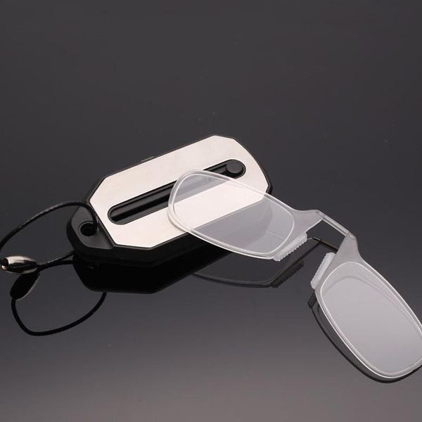

presbyopic glasses keychain creative portable pc material vintage style new reading lens storage mini card type keychain, Silver