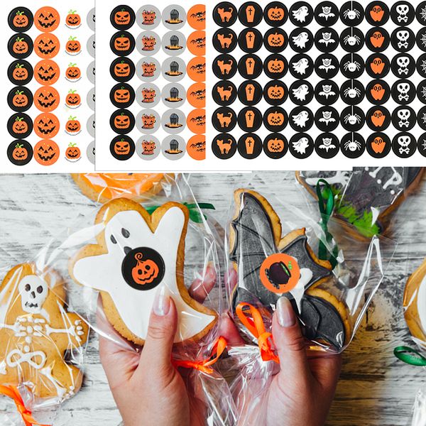 

216pcs/lot decoration stickers self-adhesive paper pumpkin seal sticker labels gift bag supplies halloween party decor