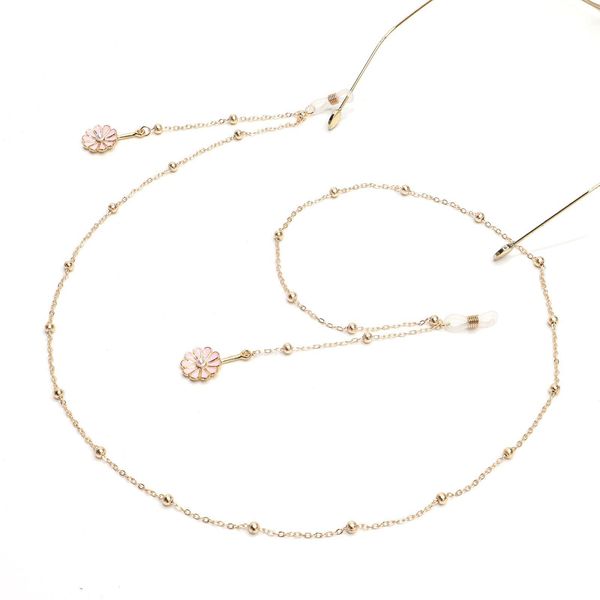 

2020 chic fashion simple gold color chain pink flower beaded glasses chain metal sunglasses strap landyard eyewear accessories h bbykxz