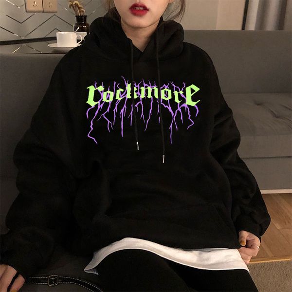 

hoody goth длинные сумки куртка толстовка женская толстовка женская хип-хоп одежда письма печатает с капюшоном с длинными рукавами, Black
