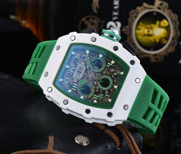 

2021 new fashion men's sports watch luxury chronograph quartz watches large dial men wristwatches relogio masculino, Slivery;brown