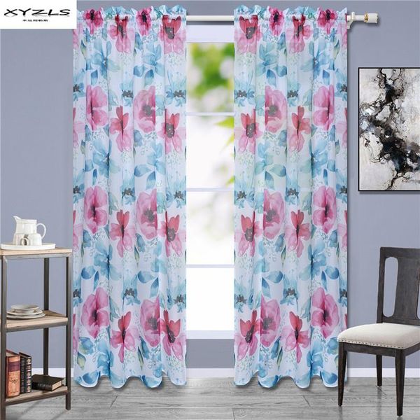 

pastoral style floral tulle curtains for living room kitchen sheer curtain bedroom window treatments panels set 140x240cm