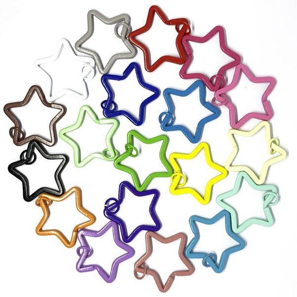 

10pc/lot 19 colors start shape diy metal key holder split rings keyring keychain accessories keychain making acc qyluyl