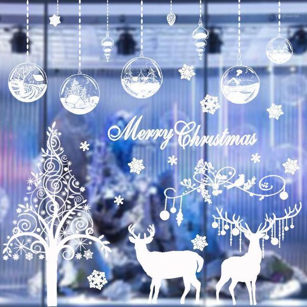 

christmas decorations 2021 pattern tree window sticker decoration for home xmas decor merry happy year1