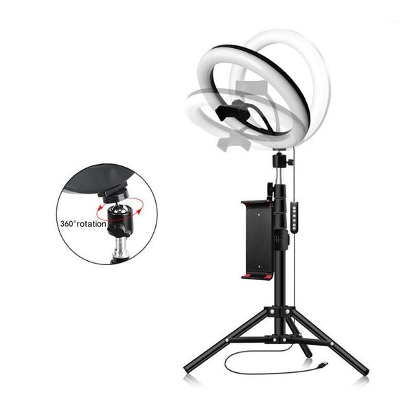 

flash heads 10inch/26cm rgb ring light led fill-in dimmable usb powered with ballhead adapter phone holder tripod for live makeup1