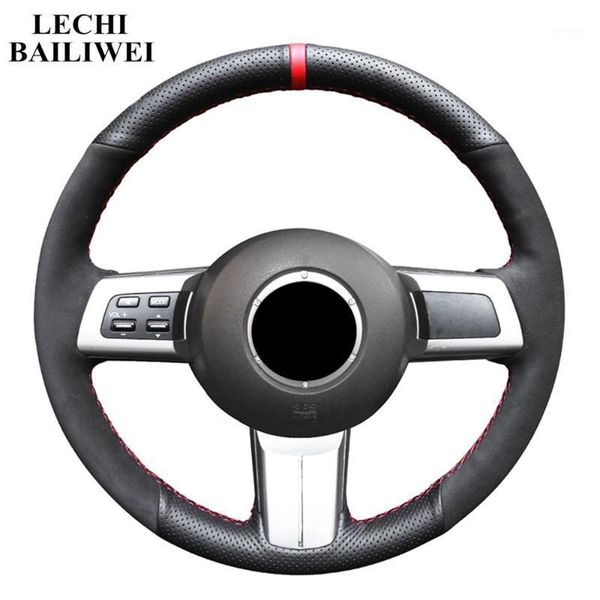 

car steering wheel cover for cx-7 cx7 2007-2009 mx-5 2009-2014 rx-8 2008-2013 diy black suede leather1