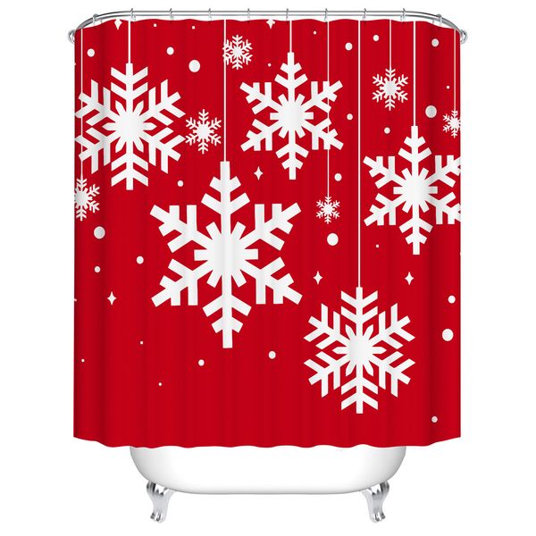 Chuveiro de Natal Cortinas para banheiro Feliz Natal Boneco de neve Snowflake Santa Claus Frabic Poliéster de Poliéster de Poliéster Y200108