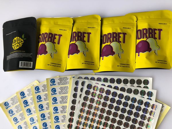 

stickers bags label sorbet hologram childproof cookies yellow mylar and bags bags flavors 3.5g yxlii jjxh