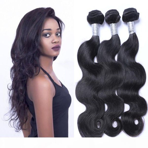 

wholesale five bundles unprocessed hair weave brazilian malaysian peruvian indian human virgin remy hair extensions body wave double weft, Black