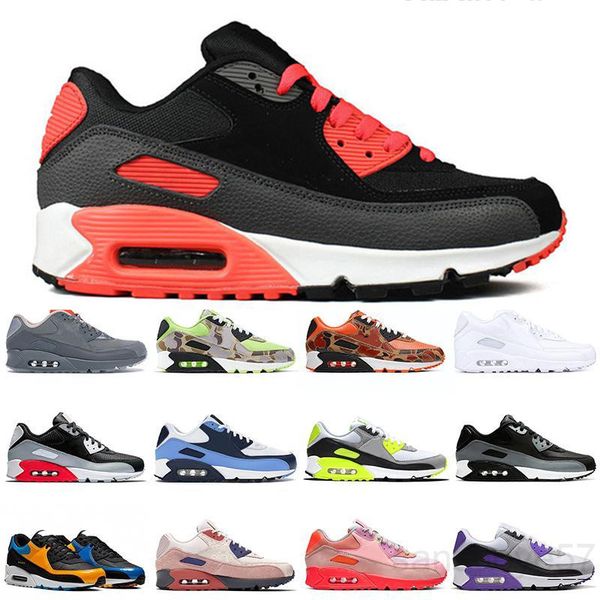 

2020 new 90 mens womens casual shoes camo cool grey triple white black red 90s mens trainers cushion surface sports sneakers size 36-45 er3z