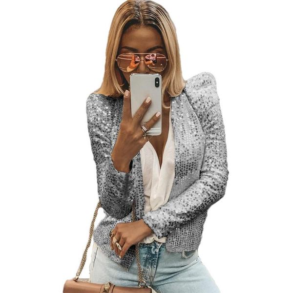 

women's jackets fashion women business suit jacket sequins shiny ladies casual club slim cardigan outwear autumn spring coat 2021, Black;brown