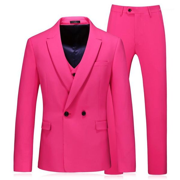 

men's suits & blazers men's suit business professional wear pink double-breasted 3piece blazer trousers vest wedding groom dress1, White;black