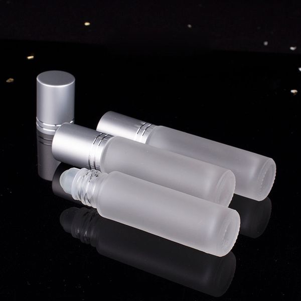 30pcs 10ml de vidro fosco Essencial Perfume Oil Roller Ball Garrafa Roll On Vial Viagem Cosmetic Aromaterapia recarregáveis ​​Container