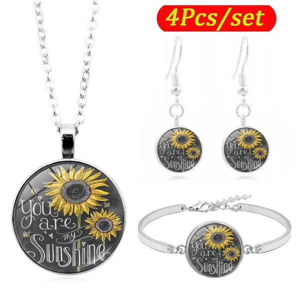 

you are my sunshine p jewelry set fashion accessories chain necklace bracelet earring jewelry sets for women, Silver