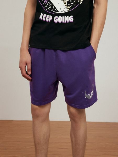 

romwe x creatorimage skull graphic drawstring shorts 09zi#, Black