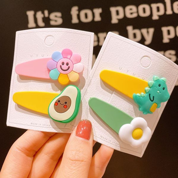 

barrettes baby hair clip cute cartoon little girl headdress girls bb clip hair accessories shredded hair side clip fashion design, Golden;white