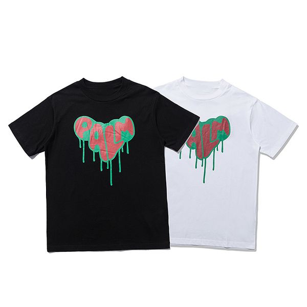 

22ss mens women love heart graffiti printed t-shirts black white tee men womens short sleeve tees designer cotton clothes 2022 new, White;black