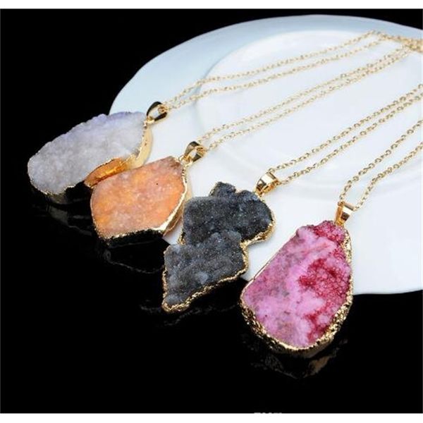 

original quartz gemstone bead chakra healing point crystal natural stone-style pendant necklaceva1g