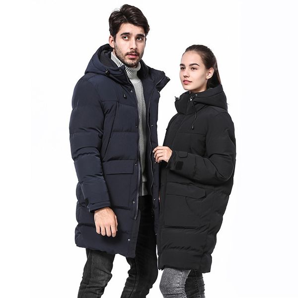 

2020 winter new men's mid-length thick down coat couple outdoor cold-proof jacket wholesale custom logo, Black;white