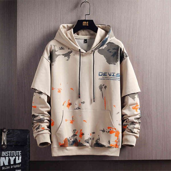 

houzhou - men's hoodie, korean street cloth, hip hop, khaki, white, harajuku, Black