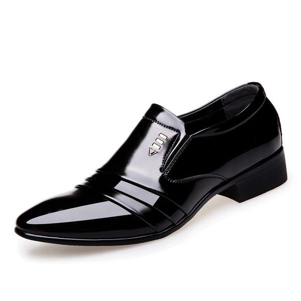 

men bright formal shoes classic black business shoes big size pointed toe slip-on soft 2020 brand men
