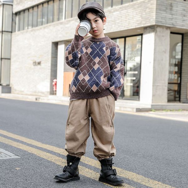 

2020 boys' zhongda sweater new autumn winter foreign knitwear children's pullover, Blue