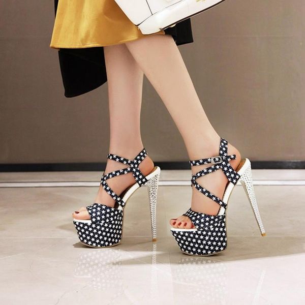 

sexty women ladies wedding party stripper gladiator stiletto super high heels 16cm sandals front platform 5cm pumps shoes d-9, Black