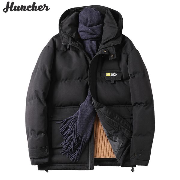 

huncher mens winter men 2020 casual parkas outdoor cotton hooded warm puffer coat black men's padded jacket