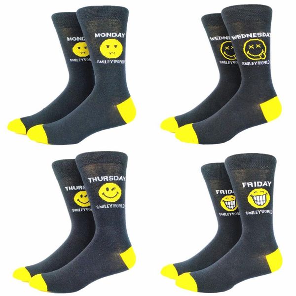 

men's happy smile face socks, Black