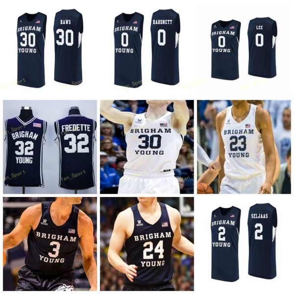 

byu cougars college basketball 3 blaze nield 30 tj haws 32 jimmer fredette 33 dalton nixon 4 alex barcello men women youth custom stitched, Black