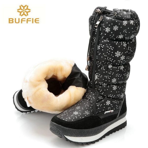 

black fashion fabric girl and lady plush warm fur shoes snow boots winter high boots winter knee high waterproof shoe, Black;grey