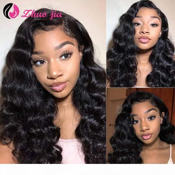 

zhuo jia 13x4 lace front human hair wigs for black women 180% density remy brazilian deep wave lace frontal wig with baby hair